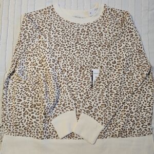 Time and Tru White and Brown Textured Top